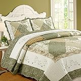 Cozy Line Home Fashions Floral Real Patchwork Green