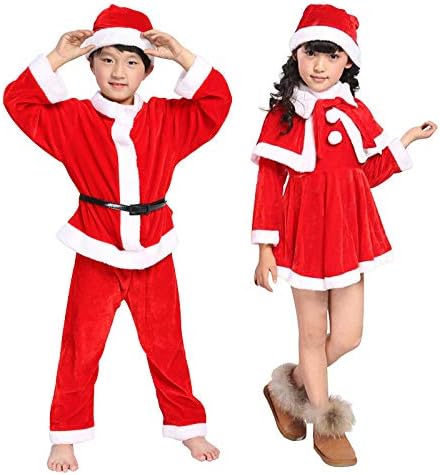 Amazon Nemory ネモリ サンタ 衣装 子供 コスプレ コスチューム キッズ 子供服 サンタクロース 帽子付き 女の子 男の子 Santa Children Nan1cm クリスマス雑貨 おもちゃ