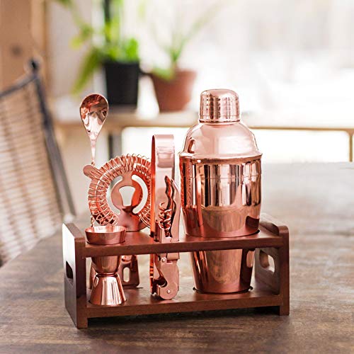 Barkeeper-Set, Kupfer, 7-teilig, Pariser Cocktail-Mixologie-Set, Roségold, Shaker mit Stößel, Ausgießer, Sieb und… – Bild 6