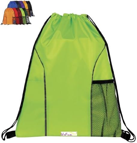 Urfunbag Dual Pocket Drawstring Nylon Backpack (Lime Green)