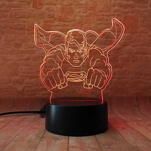 7 Color Changing Night Lamp 3D Atmosphere Bulbing Light 3D Visual Illusion LED Lamp for Kids Toy Christmas Birthday Gifts (Superman) - Thumbnail 2