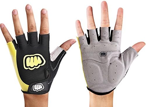Morethan Cycling Gloves for Men Half Finger Gel Used as Workout Gloves Exercise Gloves Sports Gloves Fingerless Road Mountain Biking Gloves for Men Women Boys Girls Riding Bicycle Bike (Yellow, XXL)