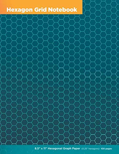 Hexagon Grid Notebook: 8.5" x 11" Hexagonal Graph Paper, 1/4 inch Hexagons / 100 pages