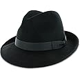 Belfry Crushable Dress Fedora Men's Vintage Style Hat 100% Pure Wool in Black Blue Grey Pecan Brown and Striped Bands