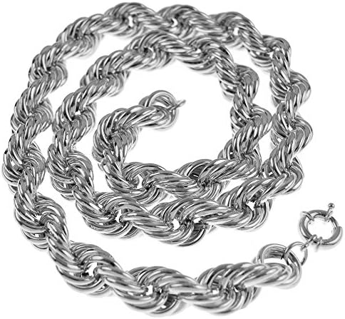 Bling CartelHollow Rope Chain 20mm Thick Silver Tone 1980's Old School Style Hip Hop Dookie 30 Inch Necklace