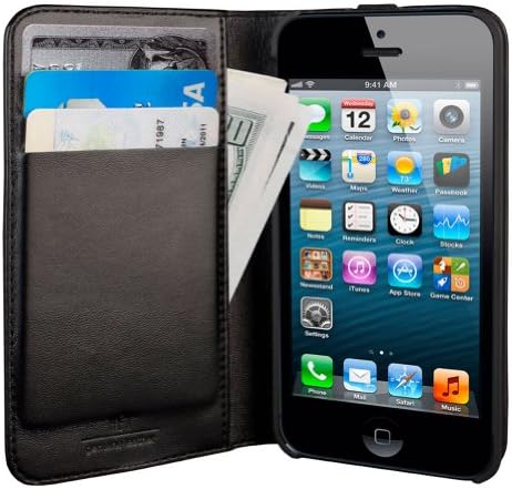 HEX Icon Wallet Case for Apple iPhone 5 &amp; 5S - Torino Black(HX1476-TOBK)