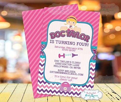 Set of 10 Personalized Kid Doctor Birthday Party Invitations with white envelopes | Nurse Birthday Party Invitations | Custom Birthday Invitations