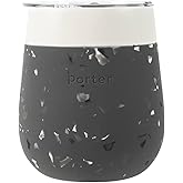 W&P Porter Insulated Glass 11 oz | No Metallic Aftertaste Ceramic Coated for Beer, Wine, Cocktails, Coffee, & Tea | Wide Mouth Vacuum Insulated | Dishwasher Safe, Charcoal Terrazzo