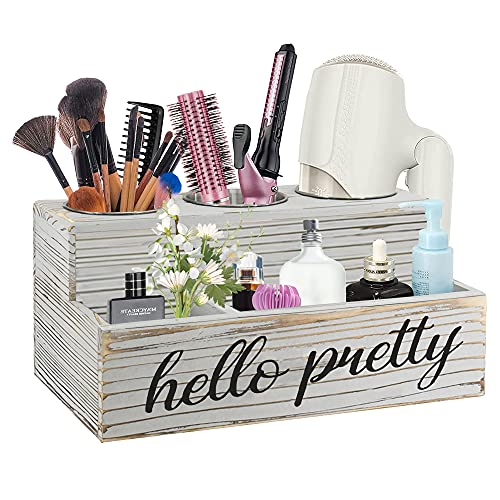 Y&ME Wood Hair Tool Organizer Countertop Hair Dryer Holder, Hair Tools