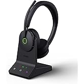 Yealink WH68 ANC DECT&Bluetooth Wireless Headset, 606ft Long Rang 96% Active Noise Cancellation Dual Ear Zoom,UC Headphones with 6X Mic,32H Call,Work Stereo Headsets(PC,Cellphone,Laptop)