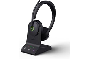 Yealink WH68 ANC DECT&Bluetooth Wireless Headset,606ft Long Rang Dual Ear Zoom,UC Headphones with 6X Noise Cancelling Mic, 32