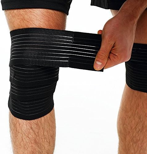 Elastic Compression Wraps Bandage (1 Pair) - Velcro Straps for Knee &amp; Calf by Marazon Sports