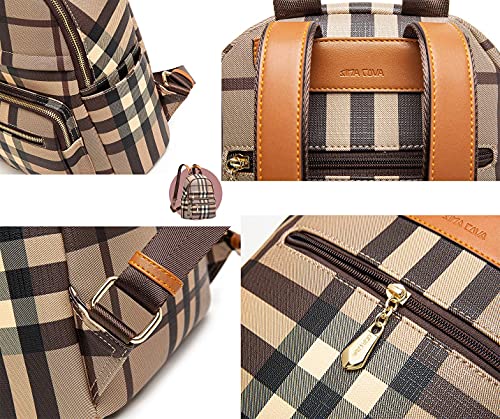 EZOLY Sac à Dos Femmes Cuir Elegant, Grande Capacité Femme Sac à Dos College Fille, Anti-vol, Ordinateur Portable, Voyage Sacs à Dos Loisir Pour Femme, Marron