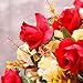 LY EMMET Artificial Rose Bouquets with Ceramics Vase Fake Rose Flowers Decoration for Table Home Office Wedding-Red