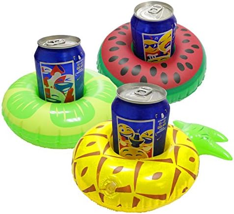 Inflatable Pool Party Drink Floats, Inflatable Fruit Shape Drink Holders, Inflatable Pool Floats, Inflatable Pool Party Drink Floats-2 Watermelon, 2 Pineapple, 2 Lime(6 Pack)