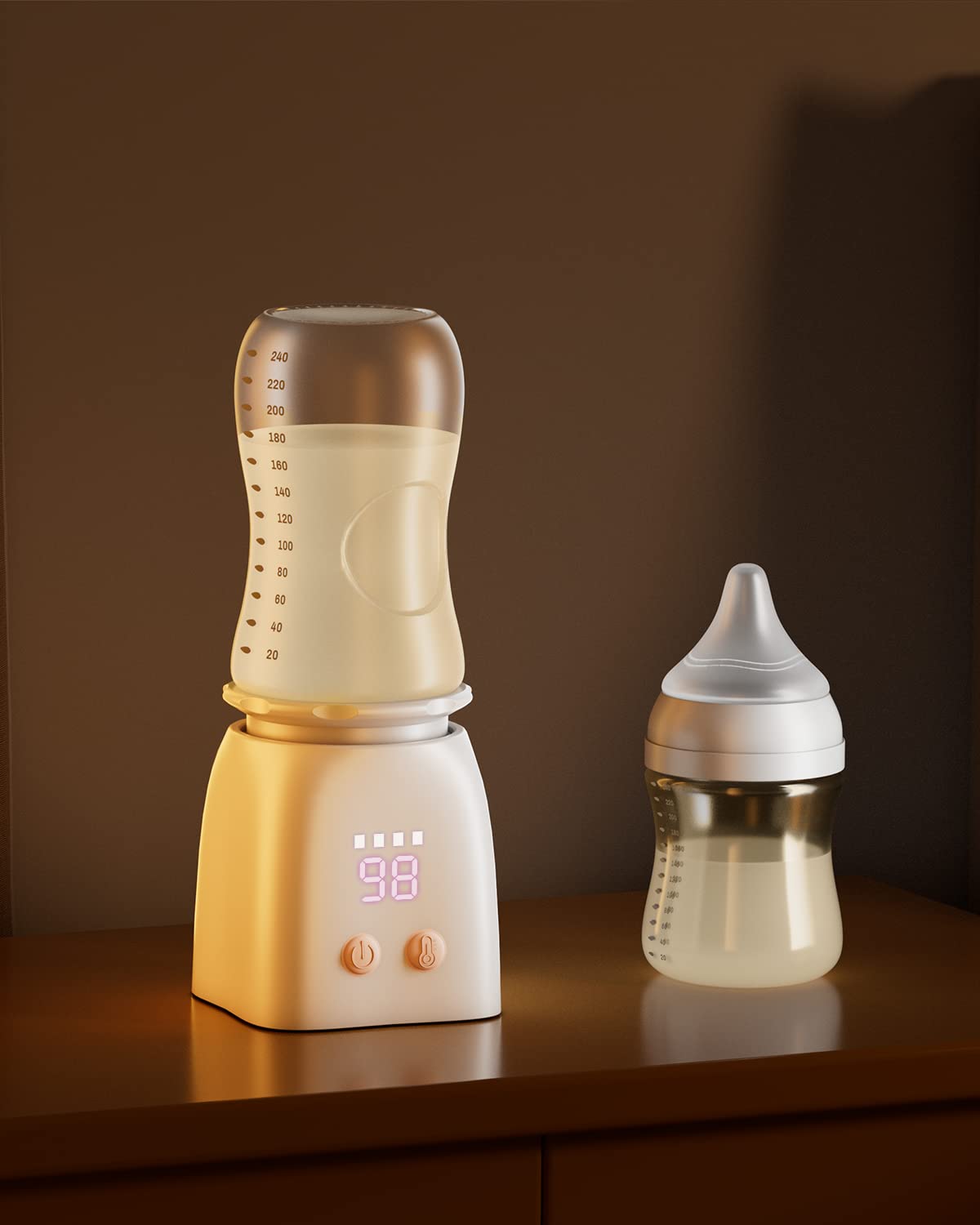 Hopebig Bottle Warmer, Portable Bottle Warmer with Glass Bottle, Rechargeable Baby Bottle Warmer, Travel Bottle Warmer for Breastmilk or Formula