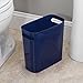 InterDesign Una Rectangular Trash Can with Handles, Waste Basket Garbage Can for Bathroom, Bedroom, Home Office, Dorm, College, 10-Inch, Navy Blue