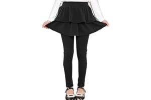 Auranso Girls School Uniform Pants Kids Clothes Ruffle Tutu Leggings with Skirt 2-14 Years