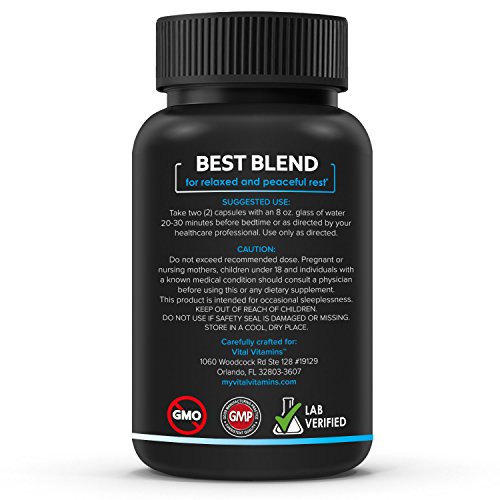 SLEEP EAZE Premium Sleep Aid - with Melatonin & Valerian Root - Sleep Well, Wake Refreshed - Non Habit Forming Sleep Supplement - Includes Chamomile, Tryptophan, Passion Flower, Lemon Balm & More - Thumbnail 2