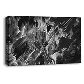 Canvas Wall Art Abstract Black and White Painting Artwork for Home Prints Framed - 12x18 inches