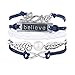 Nurbo Handmade Love Owl wings Multilayer Knit Leather Rope Chain Bracelet