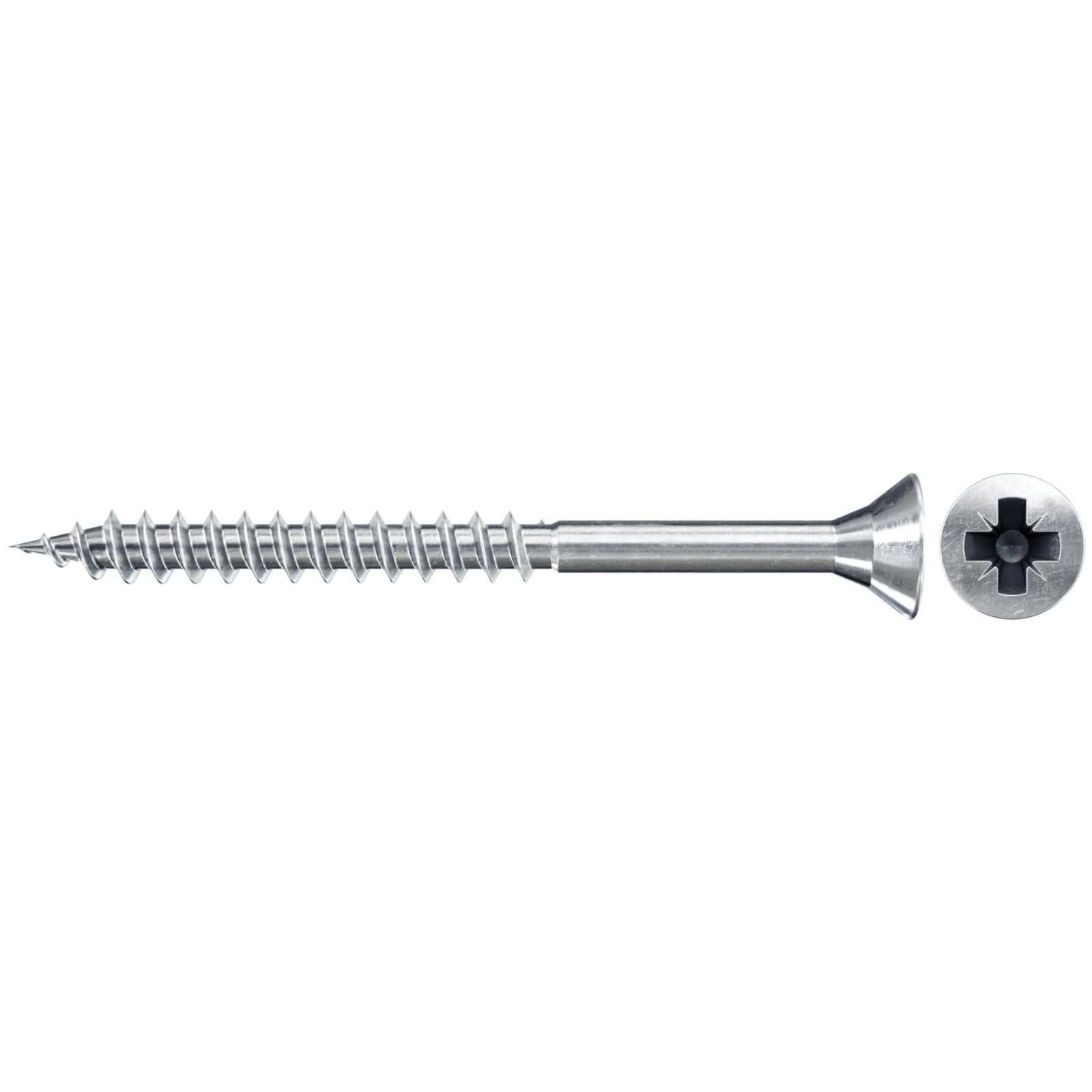 fischer Chipboard Screw 5.0 x 100 Countersunk Head Blue Galvanised Partial Thread Phillips PZ — image 1