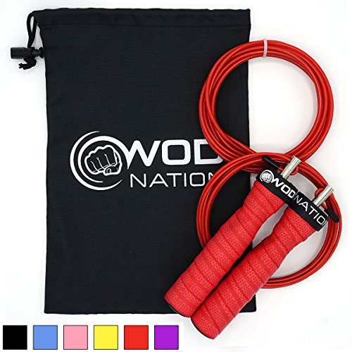 WOD Nation Attack Speed Jump Rope - Adjustable Jumping Ropes - Unique 2 Cable Skipping Workout System - 1 Thick and 1 Light 10' Cable - Perfect for Double Unders - Fits Men and Women - Thumbnail 7