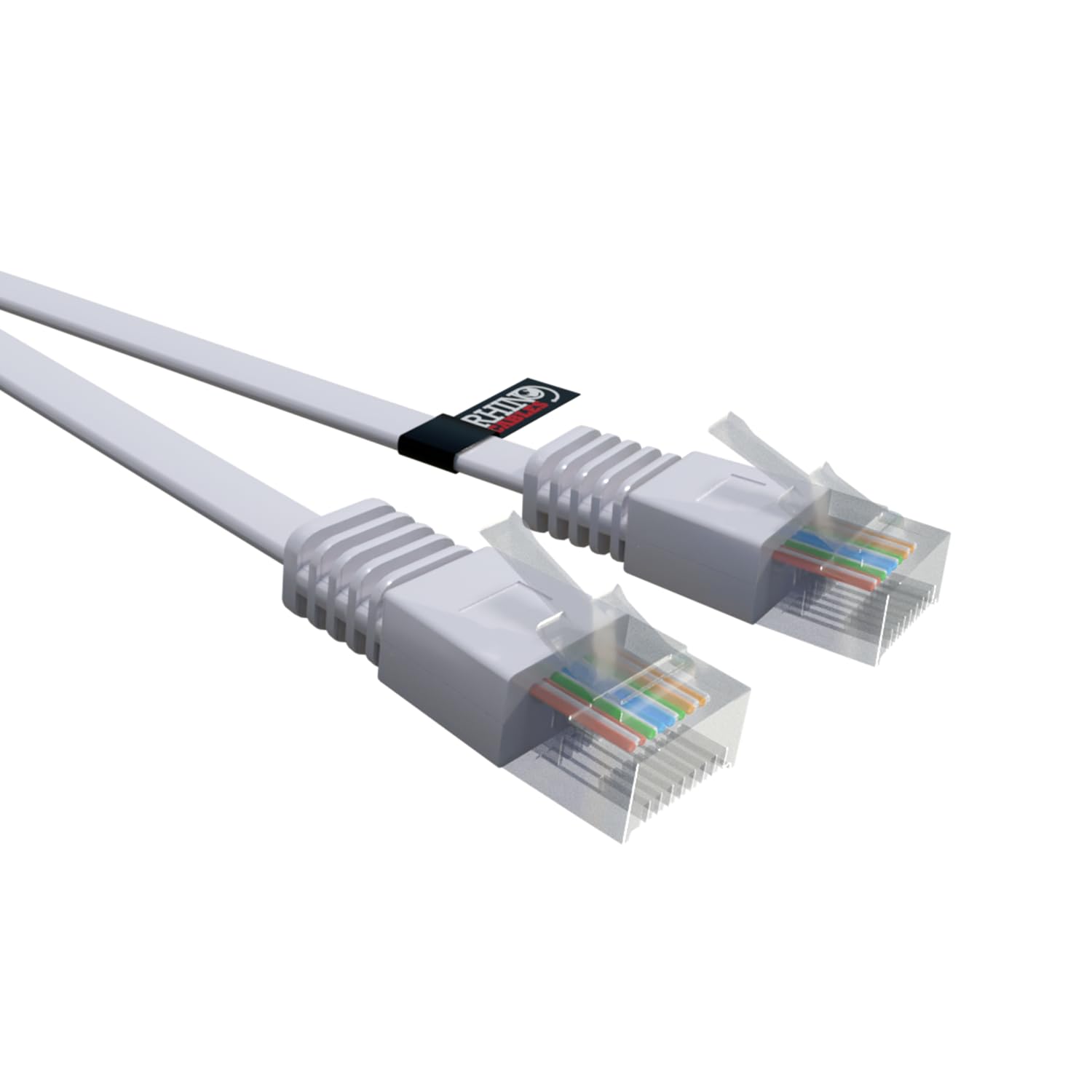 rhinocables - Flat Ethernet Cat5e Network Patch Cable | Slim & Durable Design | Ideal for Gaming & Streaming | Home or Office Use | xlr to 3.5mm Jack Compatible, Grey, 20m