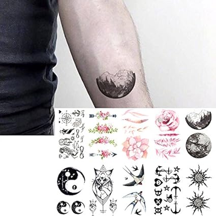 Oottati 10 Hojas Pequeñas Cute Dedo Tatuajes Temporales Cat Tai Chi