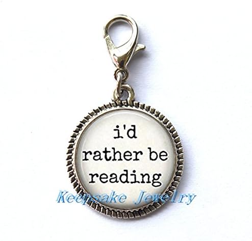 MERHOPLI'd Rather Be Reading, Book Lover Jewelry,Perfect for Necklaces, Bracelets , keychain and earrings charm handmade Jewelry