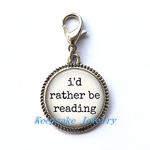 MERHOPLI'd Rather Be Reading, Book Lover Jewelry,Perfect for Necklaces, Bracelets , keychain and earrings charm handmade Jewelry