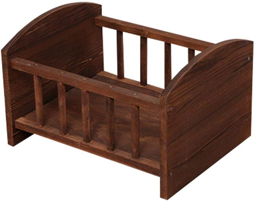 HEIRAO Newborn Photo Prop, Wood Bed Baby Photography Props, Studio Crib Props for Photo Shoot Posing Sofa