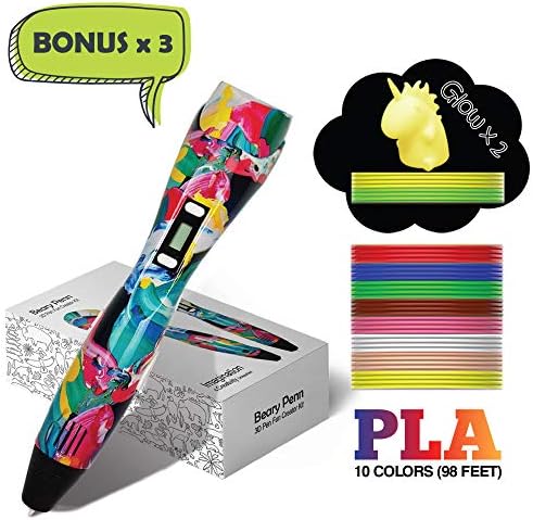 BEARY PENN Unique 3D Pen for Kids & Adults (2019 New) 3D Printing Pen Kit, Easy to Use Printer Pen for Arts and Crafts, Bonus 380 Stencils Ebook & 98 ft Filaments