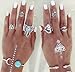 J.C Arts 8PCS/Set Antique Silver Plated Vintage Bohemian Turkish Midi Ring Set Steampunk Snake Turquoise Ring Knuckle Rings For Women Jewelry