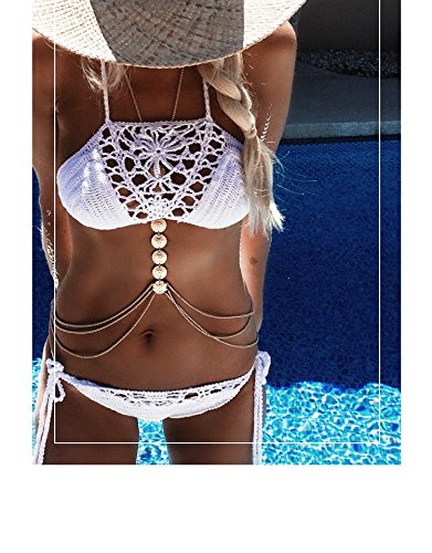 VITORIA'S GIFT Sexy Gold Tone Body Chain Tassel Crossover Adjustable Bikini Fashion Belly Chain Waist Chain Necklace(1 Pcs) (Gold carving chain) - Thumbnail 5