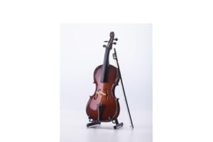 ALANO Mini Violin Model Decorative Ornament Mini Musical Instrument with bow & stand (10cm)