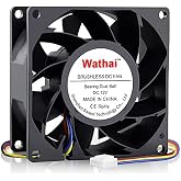 Wathai 4Pin PWM DC 12V 80mm High CFM Fan 12 Volt high Static Pressure Fan | Dual Ball PWM 8038 High CFM for PC CPU Cooler GPU Server Computerc Case Cooling