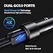 Car Charger 36W Fast Charging, JSAUX All Metal Dual USB QC 3.0 Cigarette Lighter Adapter with USB-C Cable[3.3ft] Compatible with Samsung Galaxy S10/S9/S8 Plus, Note 9/8, iPhone 7/8 Plus/X/XR/XS-Black