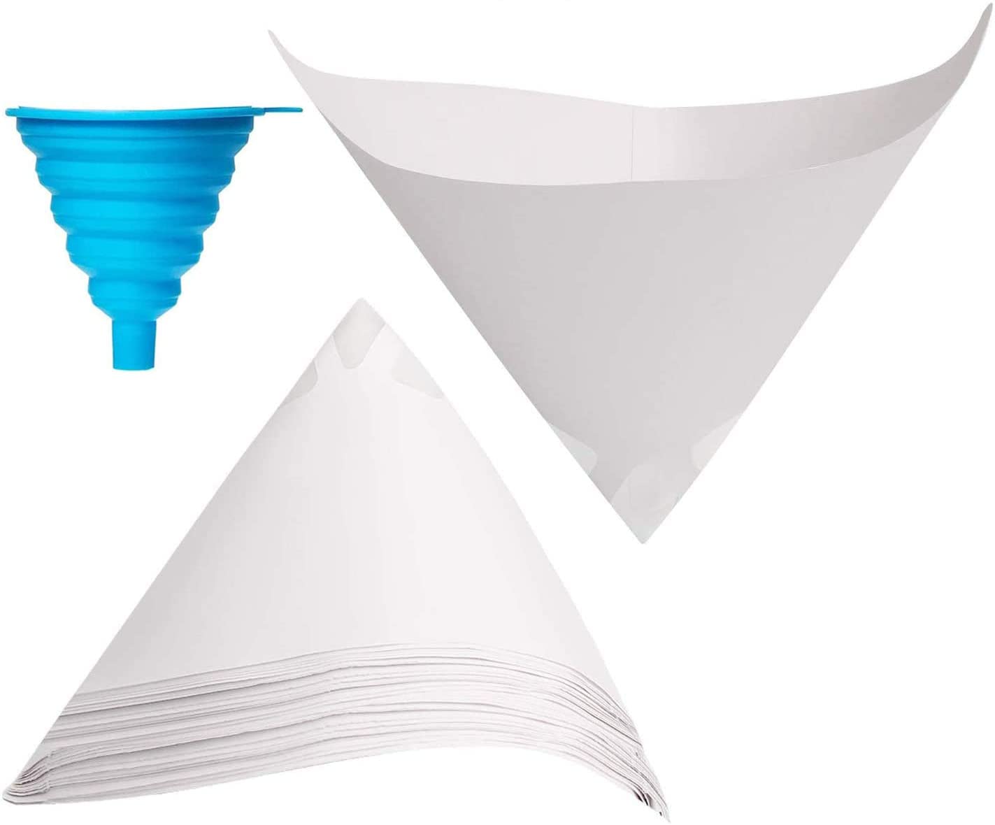 DollaTek 100 Pcs Conical Paint Paper Strainers Disposable Paint Filter Cone Paper Funnel with Fine Mesh