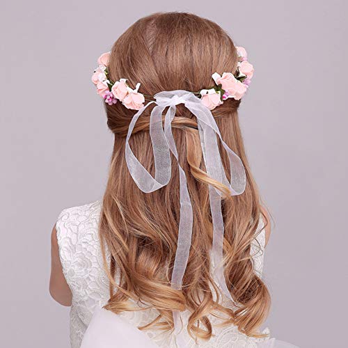 Flower Headband and Floral Wrist Band, Nature Berries Flower Crown Wedding Headband Hair Wreath Wrist Band Set for Girls and Women - Thumbnail 3
