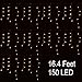 8 Modes Curtain Icicle Lights 16.4x2 Foot 150LED with Memory Function Starry Fairy Lights for Indoor Outdoor Fair Garden Patio Party Decor with Waterproof and UL Safety Standard Warm White