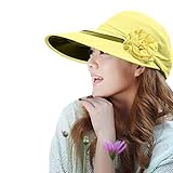Women's UV Sun Protect Summer Beach Wide Large Big Brim Hat Visor Side Flower