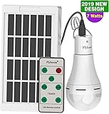 Flyhoom Portable 180LM Outdoor Solar Light Bulb with Remote Control - Rechargeable Camping Tent Light Bulb for Emergency, Indoor, Shed,Barn, Hurricanes, Stoms White