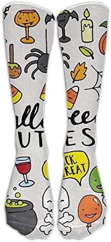 Carved Jack-o-lanterns Lit For Halloween Colorful Cartoon Dount Knee Socks Youth Softball Novelty Cosplay Knee-high Long Tube Compression Socks