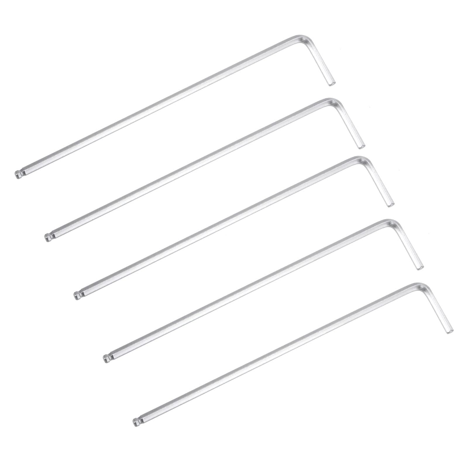 Unifizz 1/8" Ball End Hex Key Wrench, L Shaped Long Arm 40Cr Allen Wrench Repairing Tool, SAE 5 Pcs