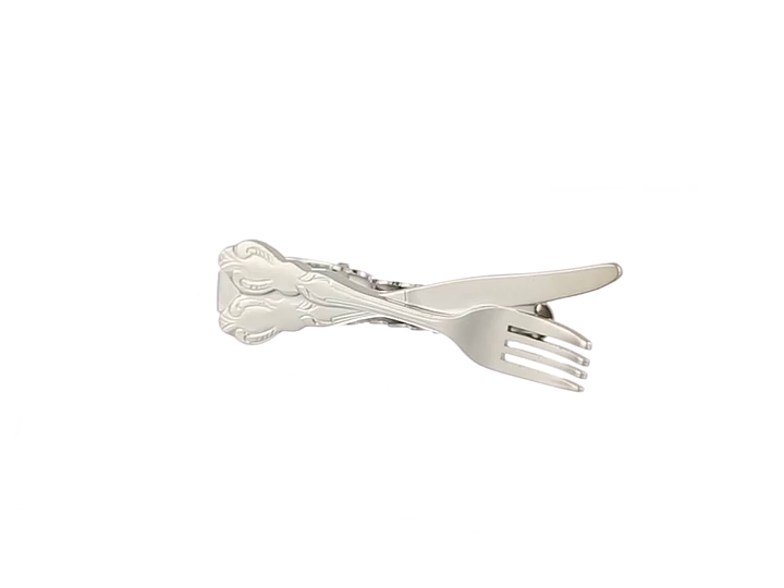 Status Men's Tie Bar Crossed Knife and Fork, Silver, One Size