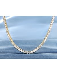 GEMSME - Juego de 4 collares y pulseras de tenis chapados en oro amarillo de 18 quilates