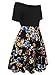 oxiuly Women's Vintage Off Shoulder Pockets Casual Floral A-Line Party Dress 232 (L, Black)