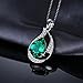 JewelryPalace Gemstone Birthstone Necklace Pear 2.7ct Simulated Emerald Pendant Necklace For Women 925 Sterling Silver Necklace Chain Box 18 Inches
