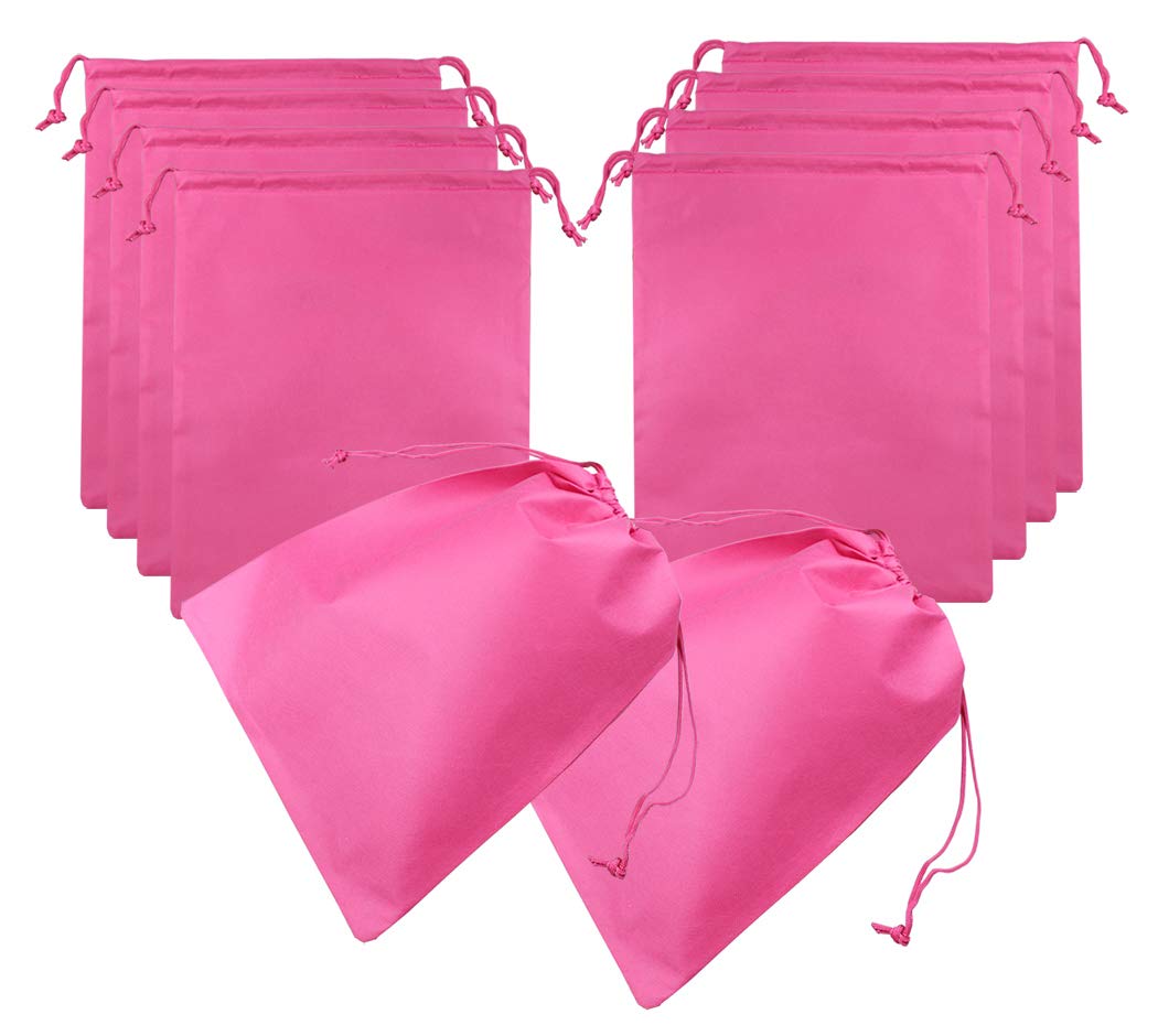 Ranvi 10PCS Non-Woven Padded Waterproof Shoe Bag with Drawstring Travel/Portable,Rose Red